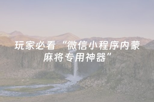 玩家必看“微信小程序内蒙麻将专用神器”（辅牌器插件购买)