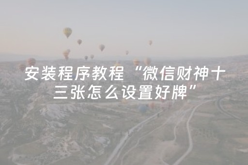 安装程序教程“微信财神十三张怎么设置好牌”（辅牌器插件购买)
