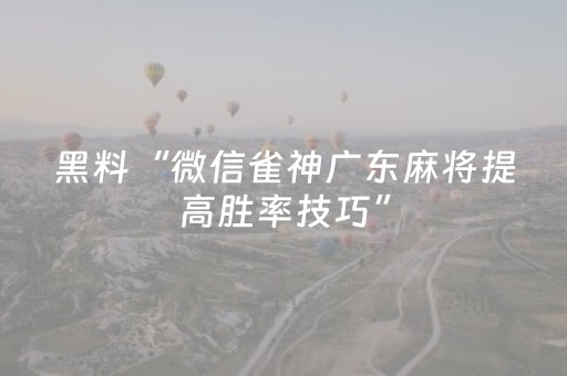 黑料“微信雀神广东麻将提高胜率技巧”（充会员胜率高)