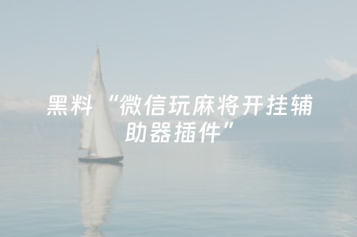 黑料“微信玩麻将开挂辅助器插件”（开挂神器下载)