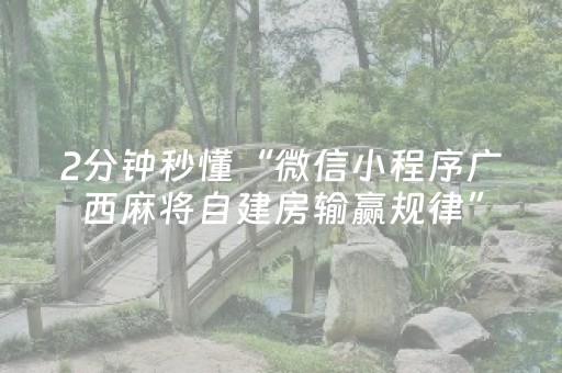 2分钟秒懂“微信小程序广西麻将自建房输赢规律”（充值会提高胜率么)