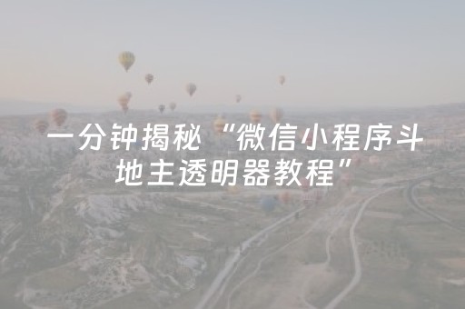 一分钟揭秘“微信小程序斗地主透明器教程”（专用神器)