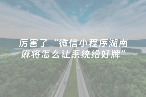 厉害了“微信小程序湖南麻将怎么让系统给好牌”（插件可信吗)