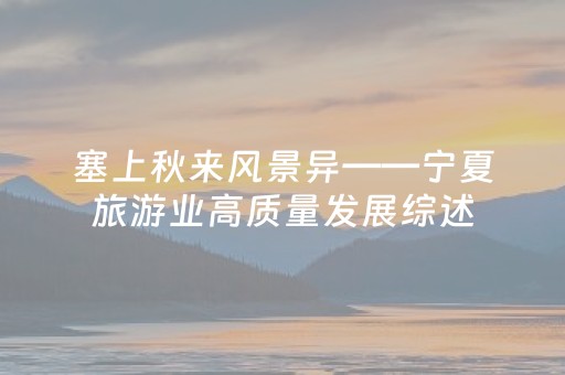 塞上秋来风景异——宁夏旅游业高质量发展综述