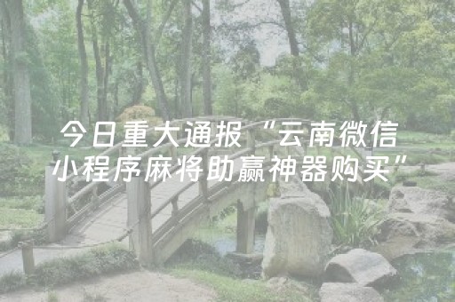 今日重大通报“云南微信小程序麻将助赢神器购买”（插件可信吗)