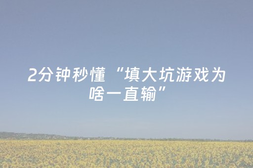 2分钟秒懂“填大坑游戏为啥一直输”（赢的技巧规律)