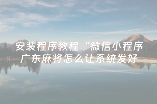 安装程序教程“微信小程序广东麻将怎么让系统发好牌”（充会员胜率高)