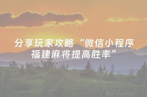分享玩家攻略“微信小程序福建麻将提高胜率”（免费辅助)