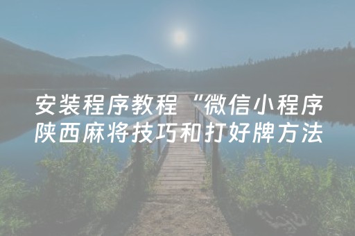 安装程序教程“微信小程序陕西麻将技巧和打好牌方法”（攻略插件)