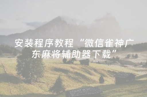 安装程序教程“微信雀神广东麻将辅助器下载”（怎么能让牌好一点)