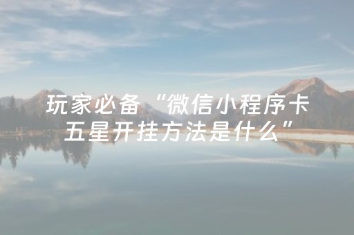 玩家必备“微信小程序卡五星开挂方法是什么”（通用挂软件多少钱)