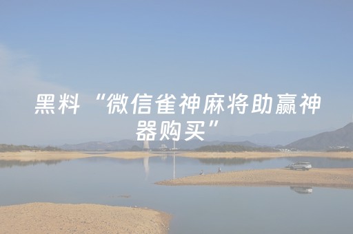 黑料“微信雀神麻将助赢神器购买”（自建房怎么赢)
