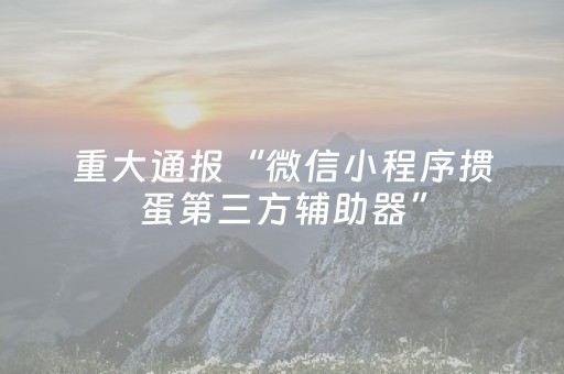 重大通报“微信小程序掼蛋第三方辅助器”（辅助软件)