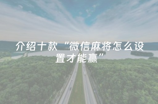 介绍十款“微信麻将怎么设置才能赢”（自建房怎么赢)