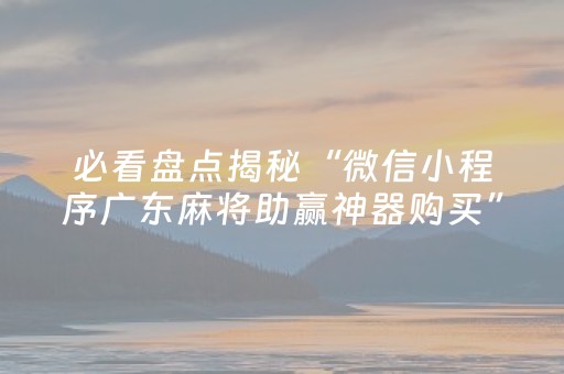 必看盘点揭秘“微信小程序广东麻将助赢神器购买”（免费辅助)
