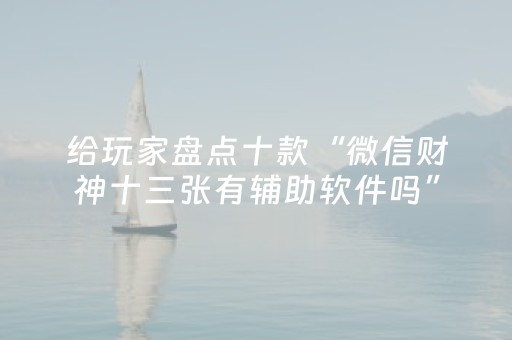 给玩家盘点十款“微信财神十三张有辅助软件吗”（辅助器插件)