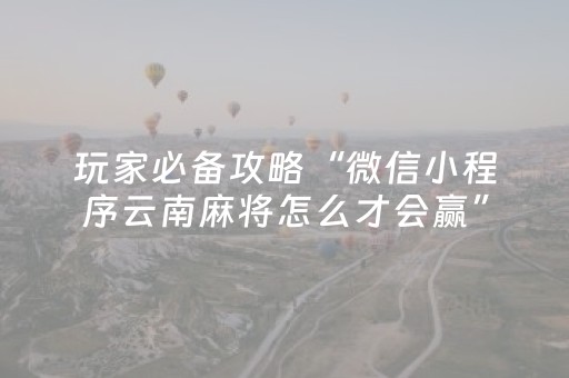 玩家必备攻略“微信小程序云南麻将怎么才会赢”（辅助挂发牌规律)