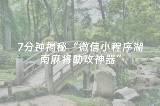 7分钟揭秘“微信小程序湖南麻将助攻神器”（开挂辅助插件)