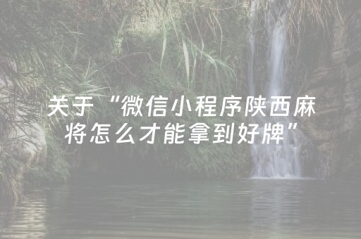 关于“微信小程序陕西麻将怎么才能拿到好牌”（辅助器插件)