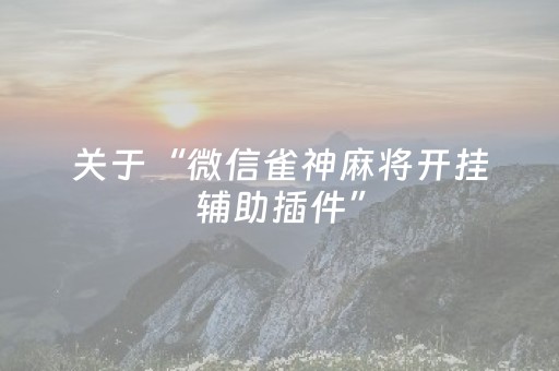 关于“微信雀神麻将开挂辅助插件”（怎么调胜率)