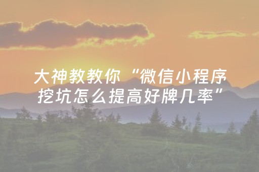 大神教教你“微信小程序挖坑怎么提高好牌几率”（怎么让系统给自己好牌)