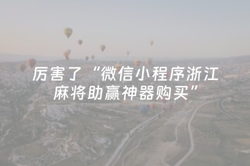 厉害了“微信小程序浙江麻将助赢神器购买”（插件开挂免费AI)