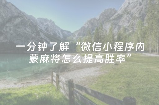 一分钟了解“微信小程序内蒙麻将怎么提高胜率”（攻略插件)