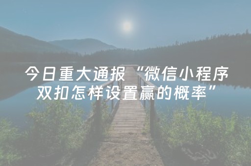 今日重大通报“微信小程序双扣怎样设置赢的概率”（有什么规律)