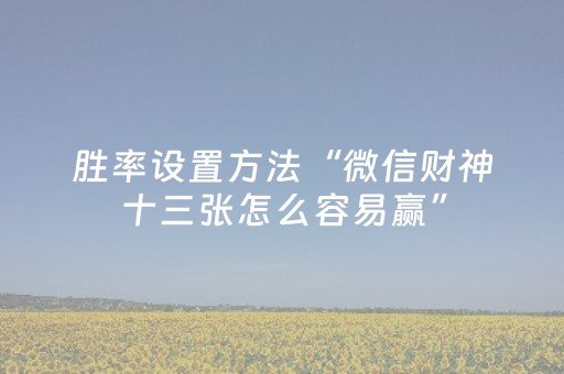 胜率设置方法“微信财神十三张怎么容易赢”（做弊器软件下载)
