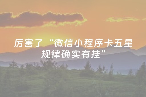 厉害了“微信小程序卡五星规律确实有挂”（确实有插件吗)