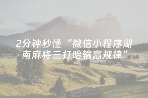 2分钟秒懂“微信小程序湖南麻将三打哈输赢规律”（插件开挂免费AI)