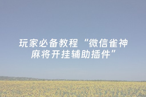 玩家必备教程“微信雀神麻将开挂辅助插件”（辅助器插件)
