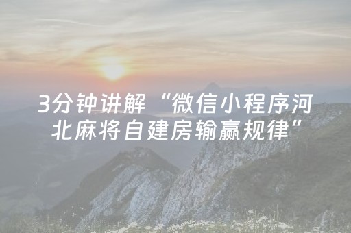 3分钟讲解“微信小程序河北麻将自建房输赢规律”（控牌神器)