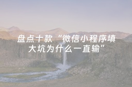 盘点十款“微信小程序填大坑为什么一直输”（通用挂软件多少钱)