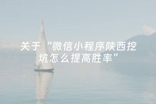 关于“微信小程序陕西挖坑怎么提高胜率”（专用神器)