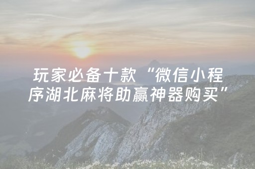 玩家必备十款“微信小程序湖北麻将助赢神器购买”（如何提高胜率)