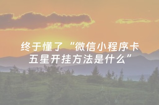 终于懂了“微信小程序卡五星开挂方法是什么”（技巧和打好牌方法)