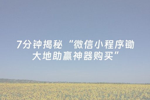 7分钟揭秘“微信小程序锄大地助赢神器购买”（如何提高胜率)