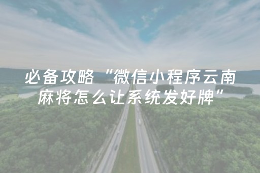 必备攻略“微信小程序云南麻将怎么让系统发好牌”（挂件神器)