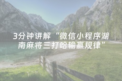 3分钟讲解“微信小程序湖南麻将三打哈输赢规律”（通用挂软件多少钱)