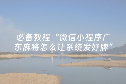 必备教程“微信小程序广东麻将怎么让系统发好牌”（免费专用神器)