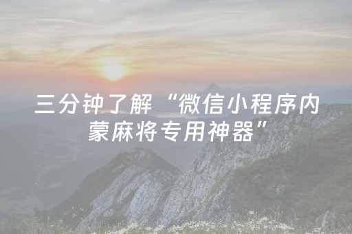 三分钟了解“微信小程序内蒙麻将专用神器”（辅助挂发牌规律)
