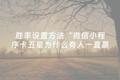 胜率设置方法“微信小程序卡五星为什么有人一直赢”（怎么增加胜率)