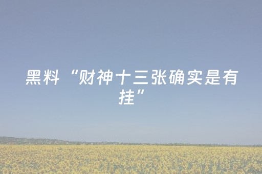 黑料“财神十三张确实是有挂”（确实有插件吗)