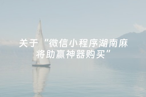 关于“微信小程序湖南麻将助赢神器购买”（辅助软件)