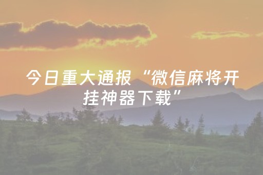 今日重大通报“微信麻将开挂神器下载”（软挂神器)