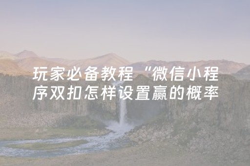 玩家必备教程“微信小程序双扣怎样设置赢的概率”（怎么设置才能赢)