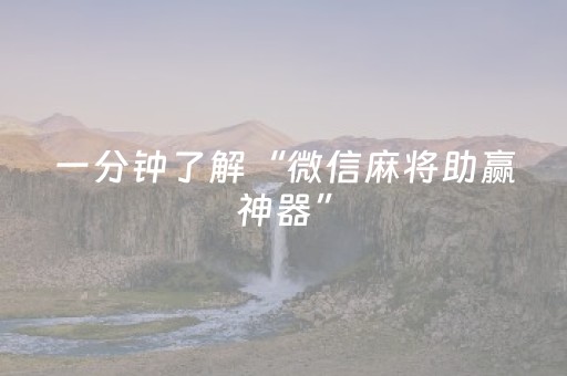 玩家必备十款“云南微信小程序麻将助赢神器购买”（AI辅助胡牌规则)