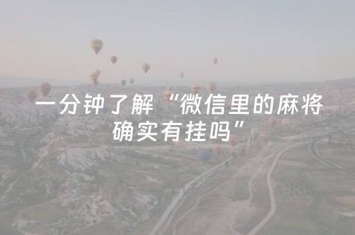 一分钟了解“微信里的麻将确实有挂吗”（专用神器下载)