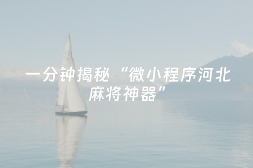 一分钟揭秘“微小程序河北麻将神器”（骗局大揭秘)